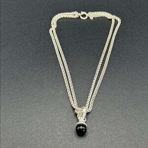 Joan Rivers Silver Necklace with Black Pendant